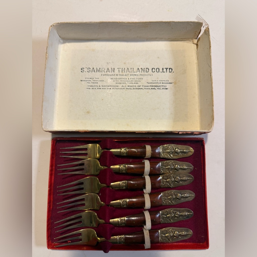 Vintage Thai Fork Set with Ornate Handles